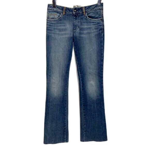 Mavi Mindy Blue Medium Wash Lower Rise Faded Flare Leg Jeans Size 26 - Picture 2 of 14